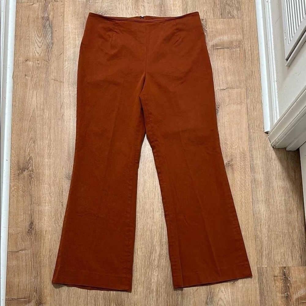 BILL BLASS NY | Burnt Orange Wide Leg Flare High Waisted Trousers Pants, Size 12